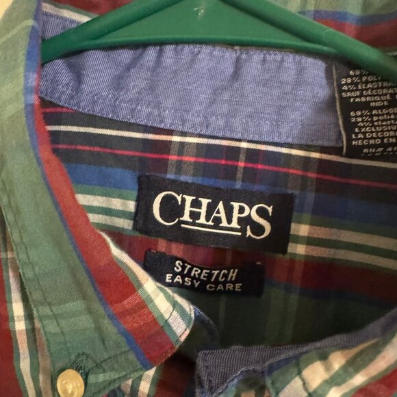 Chaps Men’s Button Down Shirt Size L Plaid Long Sleeve Casual Cotton Pre-Owned - Picture 2 of 3